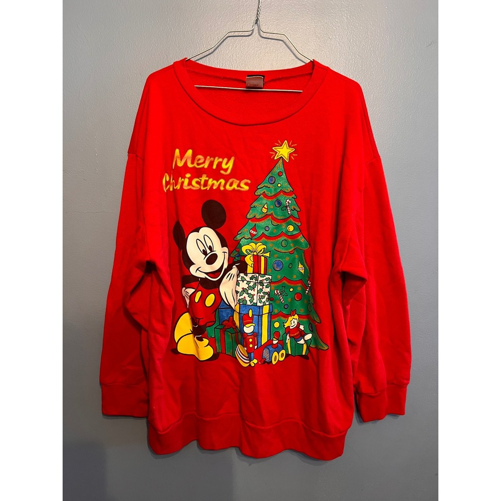 Vintage Mickey Unlimited Red Christmas Crewneck Sweatshirt Size 1X 1990s Disney